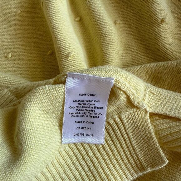 Talbots 100% Cotton Yellow Knit Sweater Size Small - Picture 7 of 7